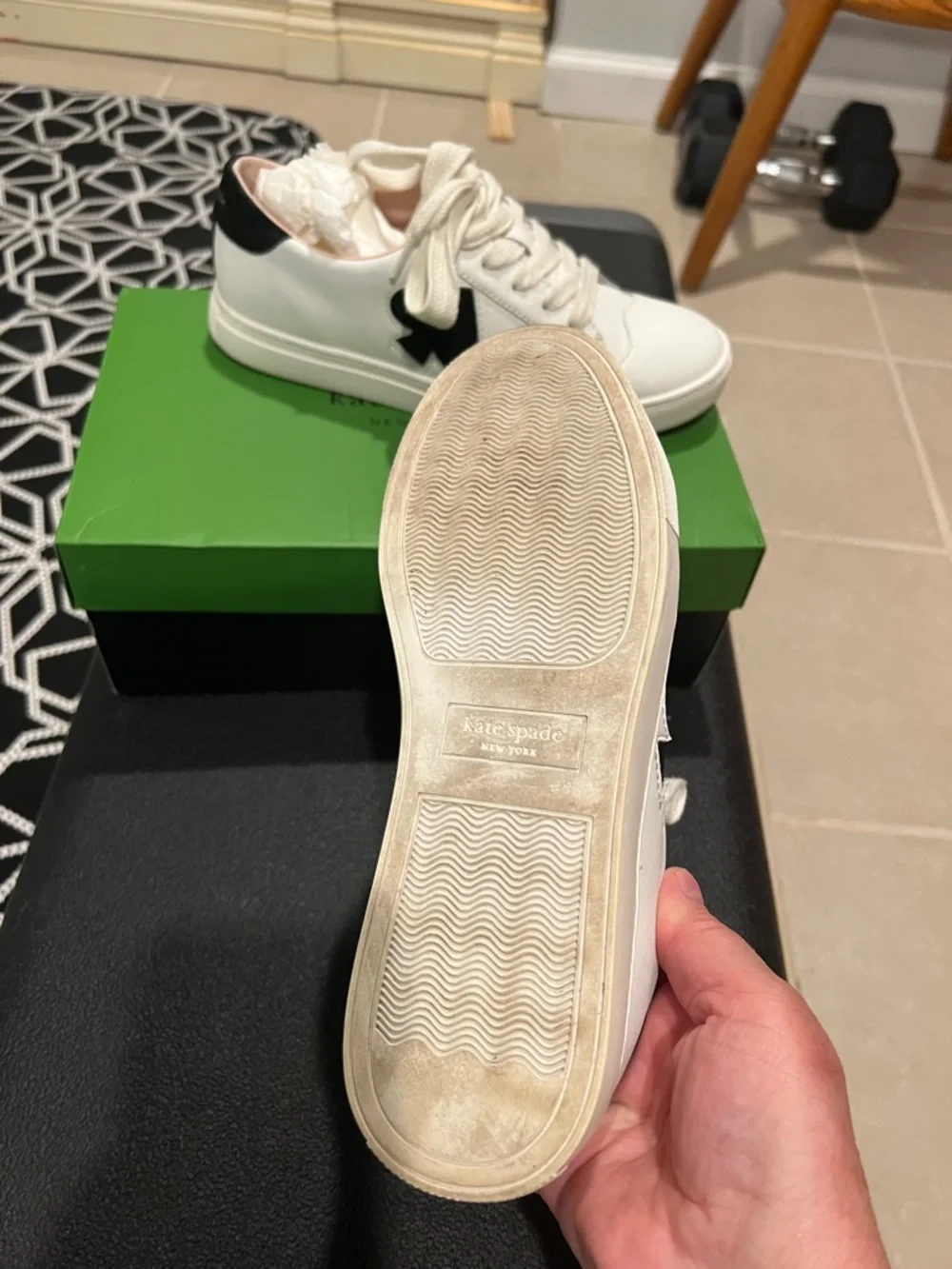 kate spade White Leather Low-Top Lace-Up Sneakers
